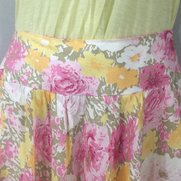 Ann Taylor Loft 6 pink yellow floral skirt - Picture 2 of 3
